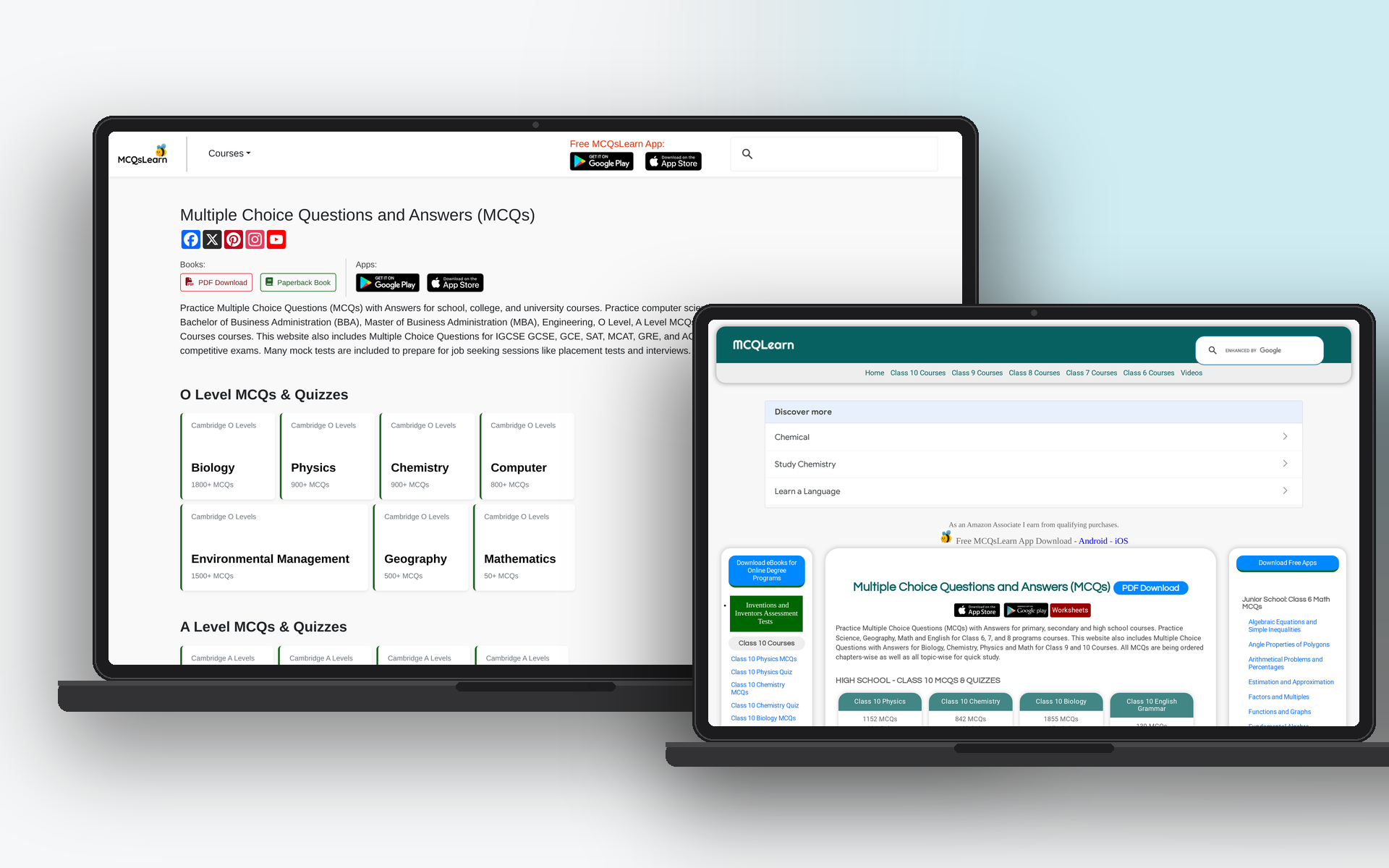 MCQsLearn.com and MCQLearn.com exam-preparation websites built by Techleens